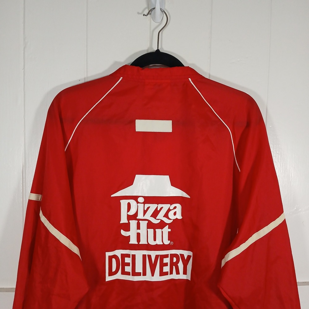 Vintage Pizza Hut Delivery Windbreaker Jacket USA Made King Louie Mens Large Red
